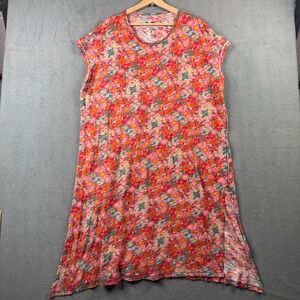 Natural Life Womens Floral Maxi Dress Medium Multicolor Cotton Cap Sleeve Boho